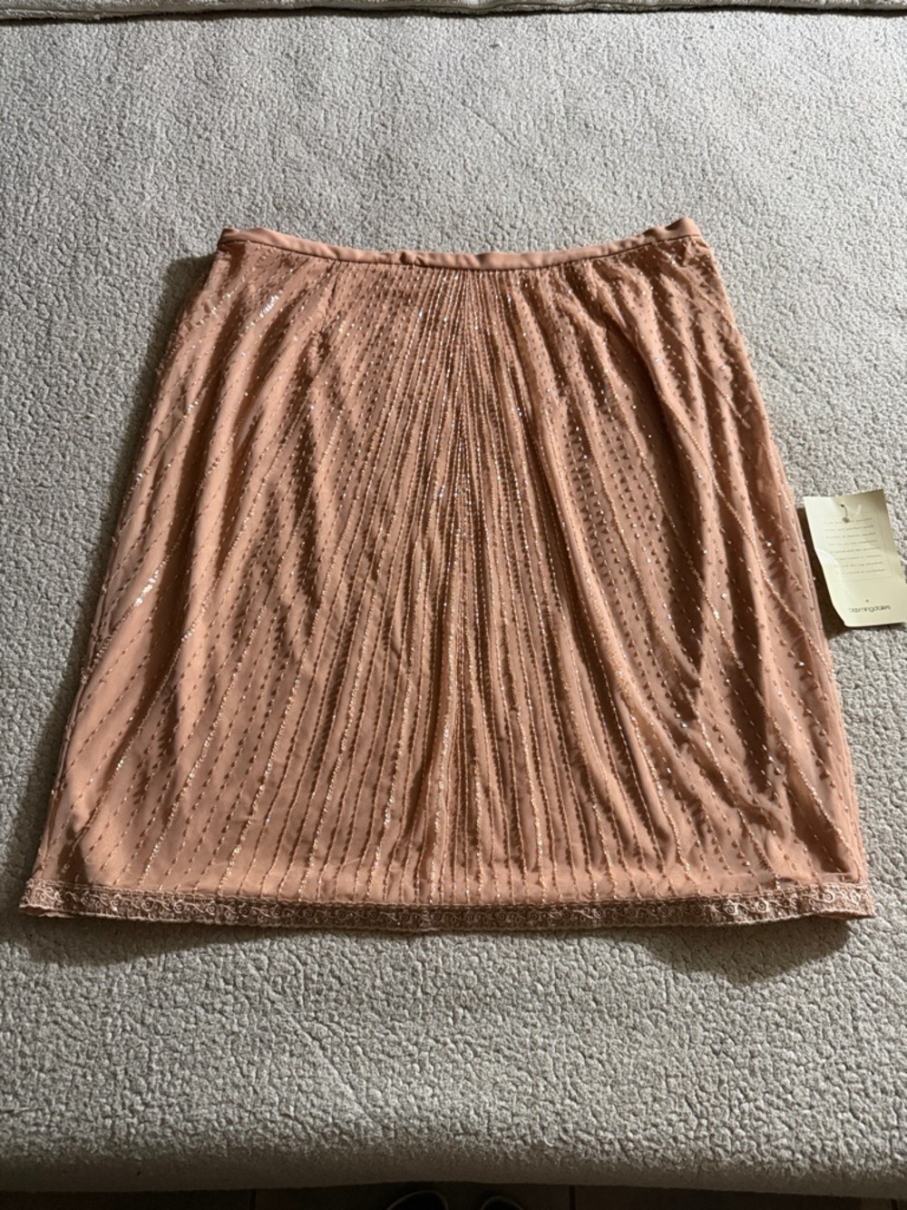 Sutton Studio Peach Pleated Beaded A-Line Skirt 22W New